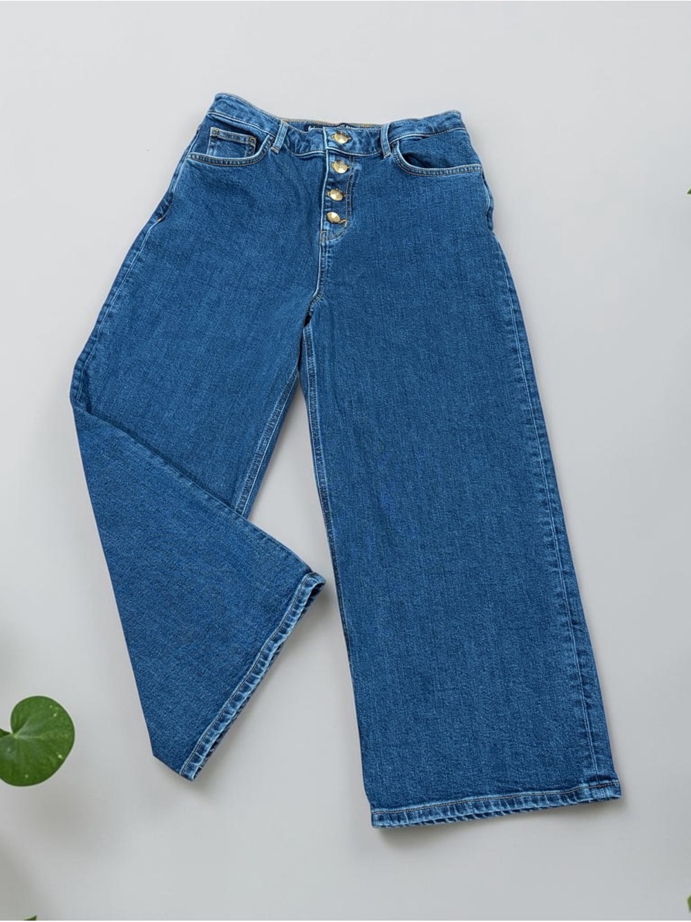 Boden Ankle Length Wide-Leg Women’s Jeans in Classic Blue With Button Fly Size 8 - Picture 3 of 12